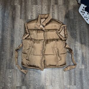 Beige Botany Brown Puffer Vest